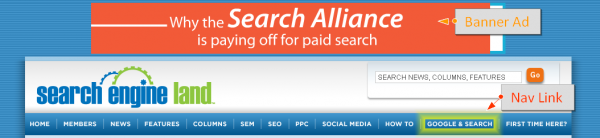 SearchEngineLand.com - Free Google and Search Nav Link, Paid Search Alliance Banner Ad