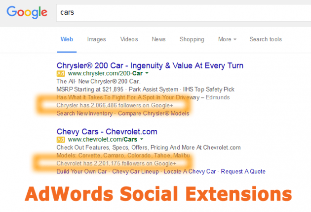 Google AdWords Social Ad Extensions